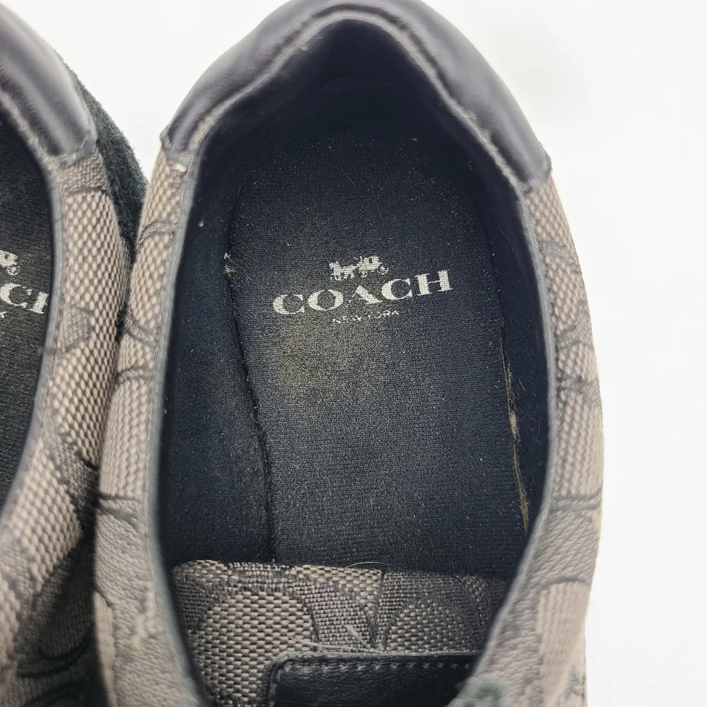Coach Kelson Signature C Black Gray Suede Leather Sneakers 7